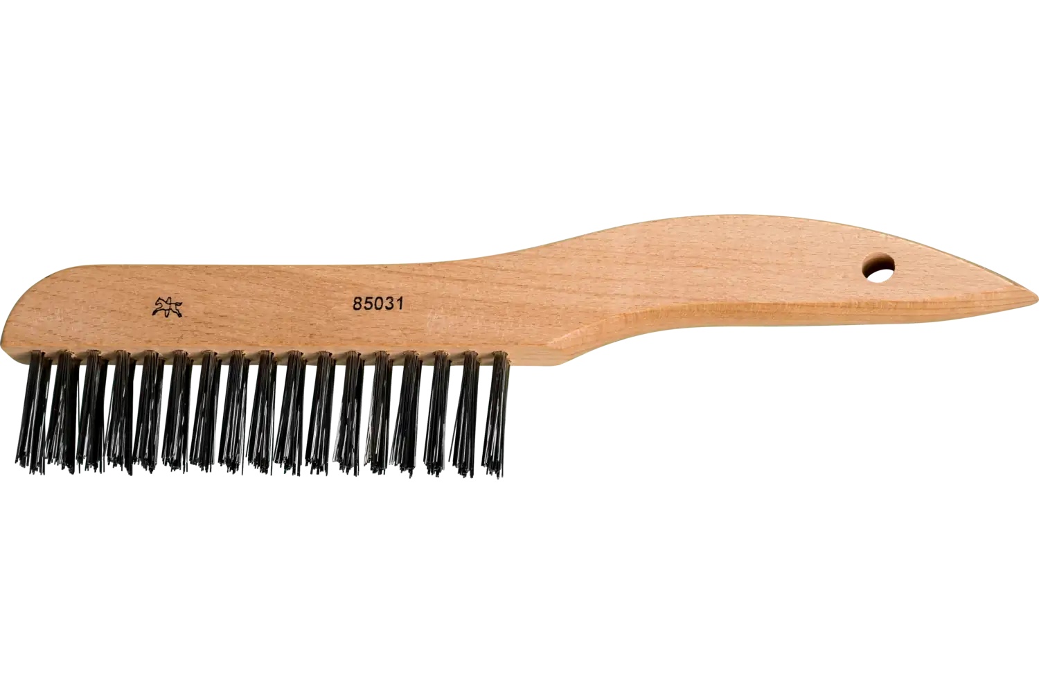 Show details for Pferd Shoe Handle Scratch Brush 2X17 Rows .012 Stainless Steel Wire Wooden Block Picture of Pferd Shoe Handle Scratch Brush 2X17 Rows .012 Stainless Steel Wire Wooden Block